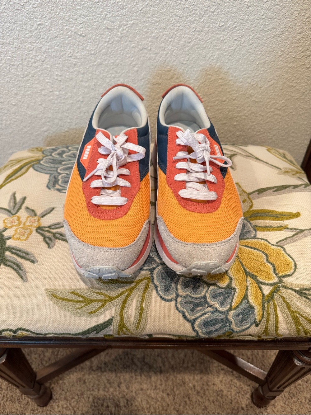 Puma Women's Orange Coral & Navy Retro Runner Sneakers